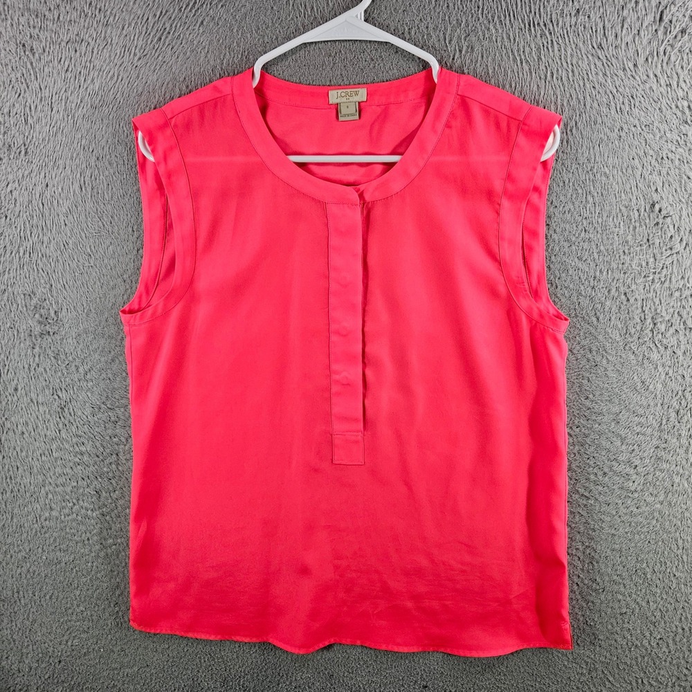 J.Crew Womens Pink Sleeveless Hidden Button Blouse Top Size 8